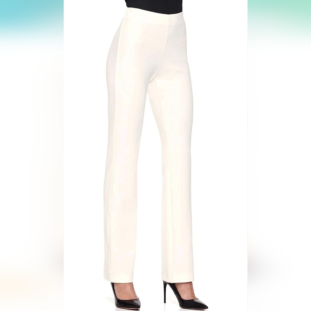 Boston Proper Wrinkle Resistant Knit High Rise Pant, Ivory Coast White Sz S 6-8